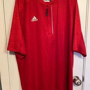 Mens XXL Adidas Red Short Sleeve pullover